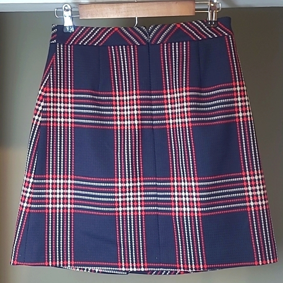 Halogen Navy & Red Plaid Jacquard A-Line Mini Skirt | Size 2P | Nordstrom - Picture 8 of 16